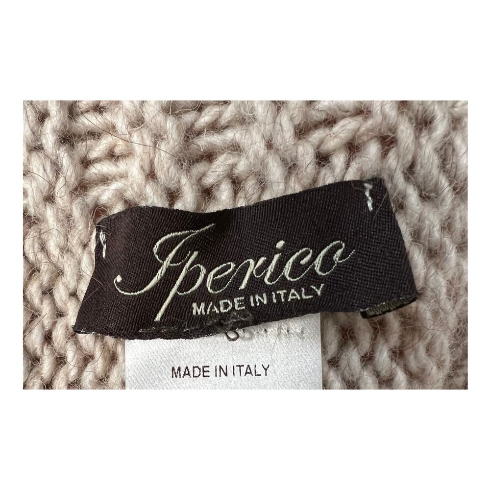 Neiman Marcus O/S LUXURY Italian Wool Alpaca Turtleneck Sweater Poncho Shawl Tan - Picture 7 of 7